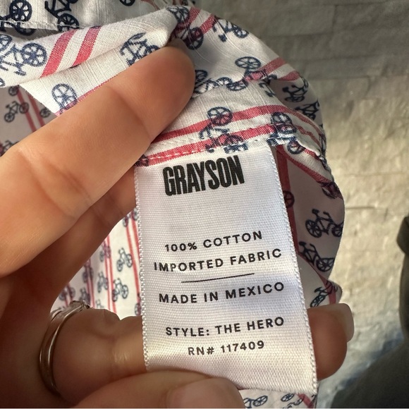GRAYSON “The Hero” Size 1 Bicycle Print Cotton Button Down New without Tags - Picture 4 of 8